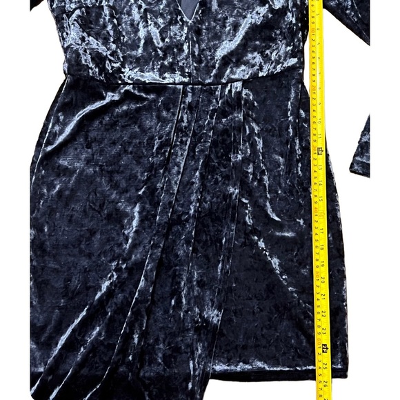 Lulus XL strong ambition slate blue velvet asymmetrical long sleeve dress - Picture 9 of 13